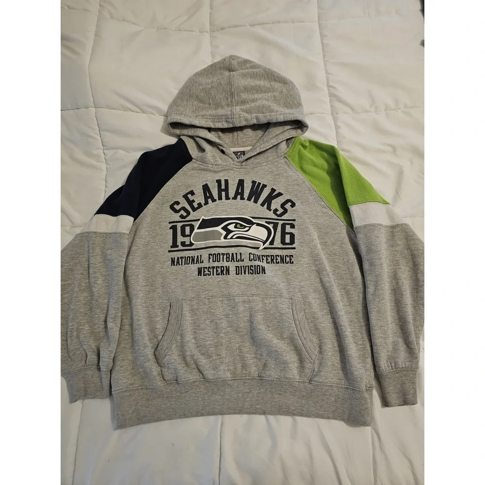 Seattle Seahawks Hoodie Youth Large NFL Team Apparel Gray‎ Pullover Sweatshirt